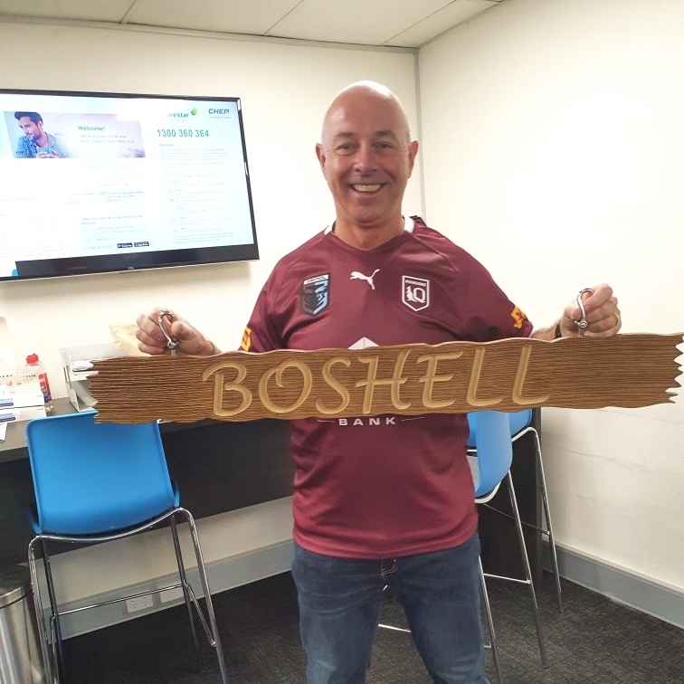 A sign created from a hardwood pallet board. This was a gift for a departing staff member.